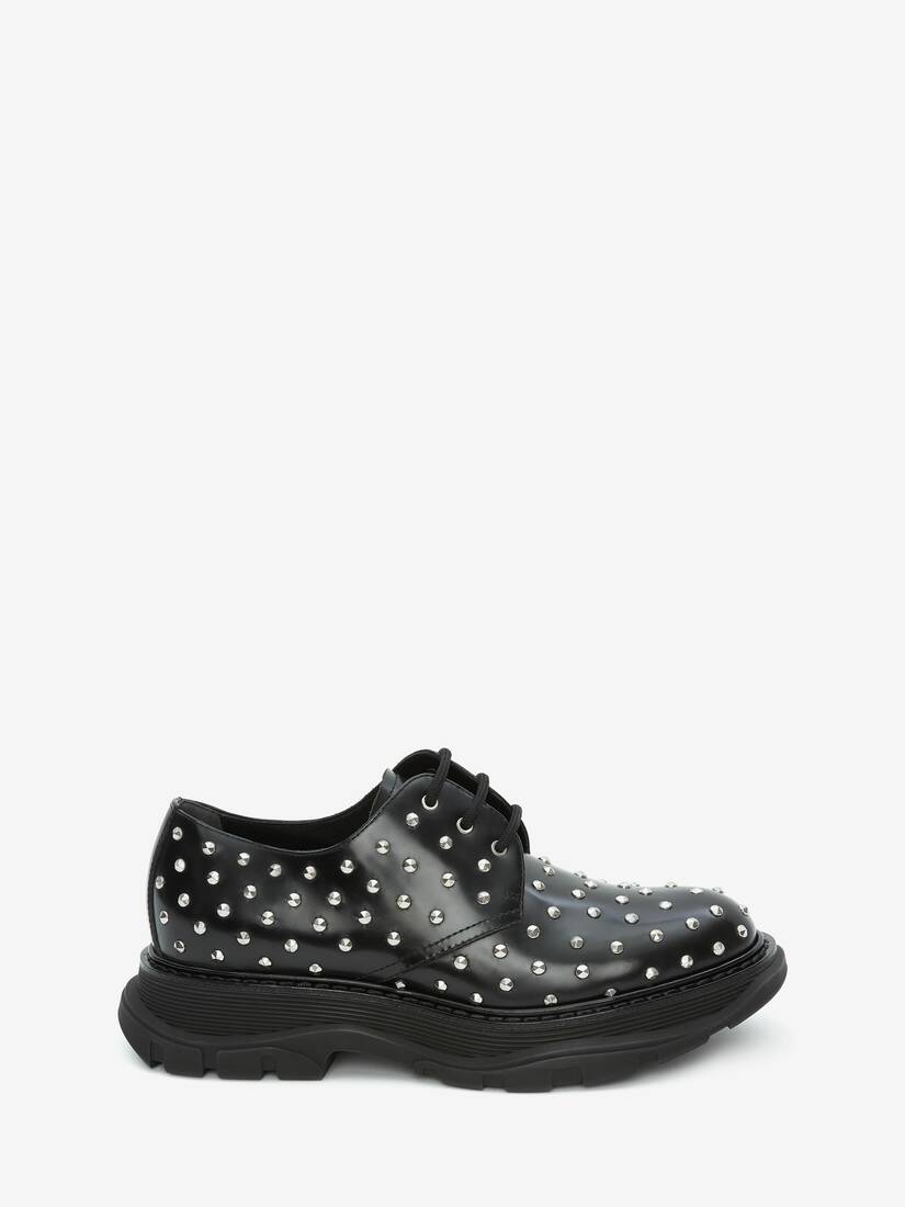 Mocasines Alexander McQueen Tread Derby Hombre - Negros/Plateados - Mexico 154-KYLPVT